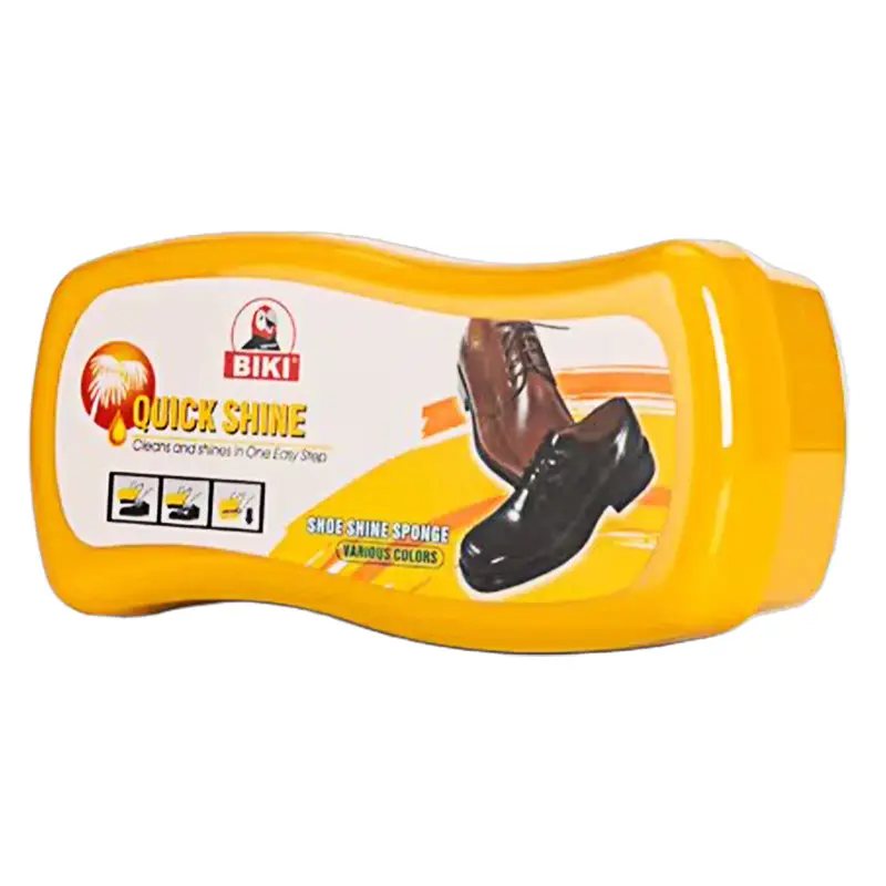 yellow packaging for shoe shine sponge