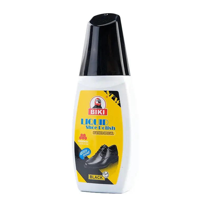 white bottle and black cap for liquid shoe polish