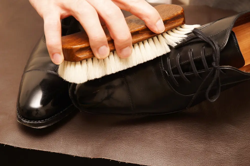 black smooth leather shoes given a bright shine using BIKI shoe cleaning products 2