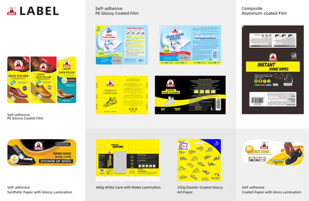 Various labels of biki brand