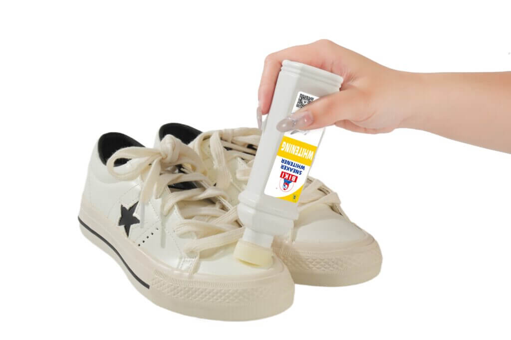 Using Biki Sneaker Whitener on White Sneakers