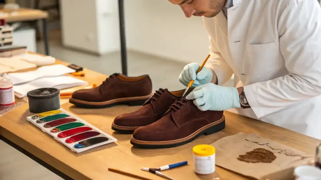 a-professional-shoemaker-dyeing-suede-shoe