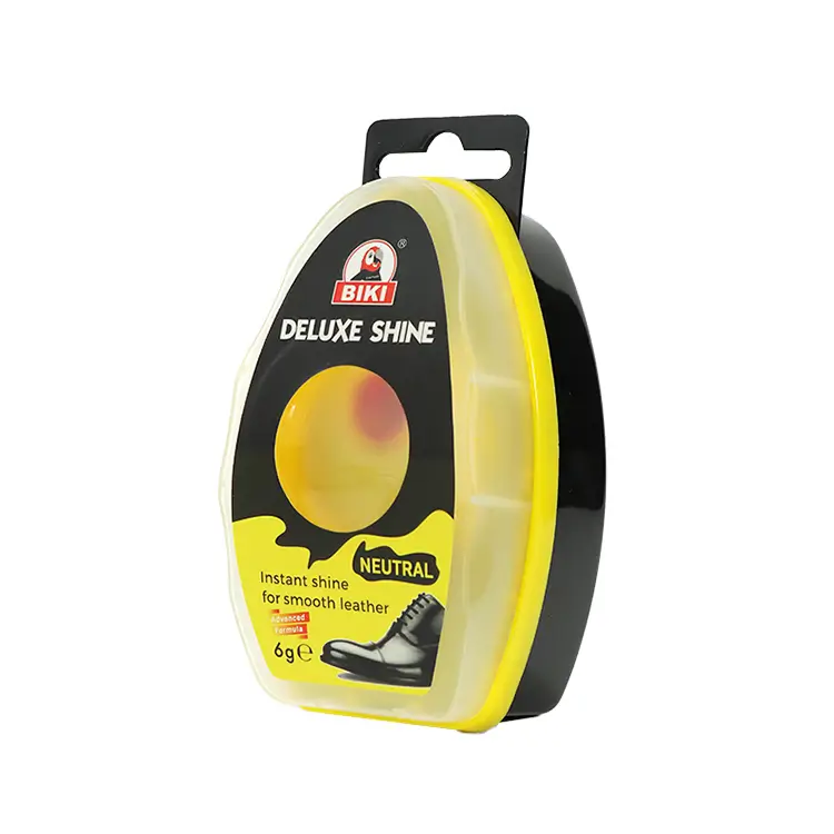 Side View of Biki Deluxe Shine Neutral Shoe Polish Sponge Packaging