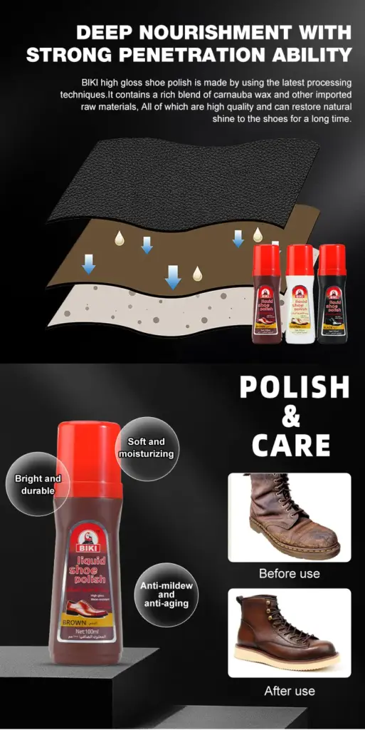 Biki Liquid Shoe Polish – Deep Nourishment, Strong Penetration, Polish & Care for Leather Shoes
