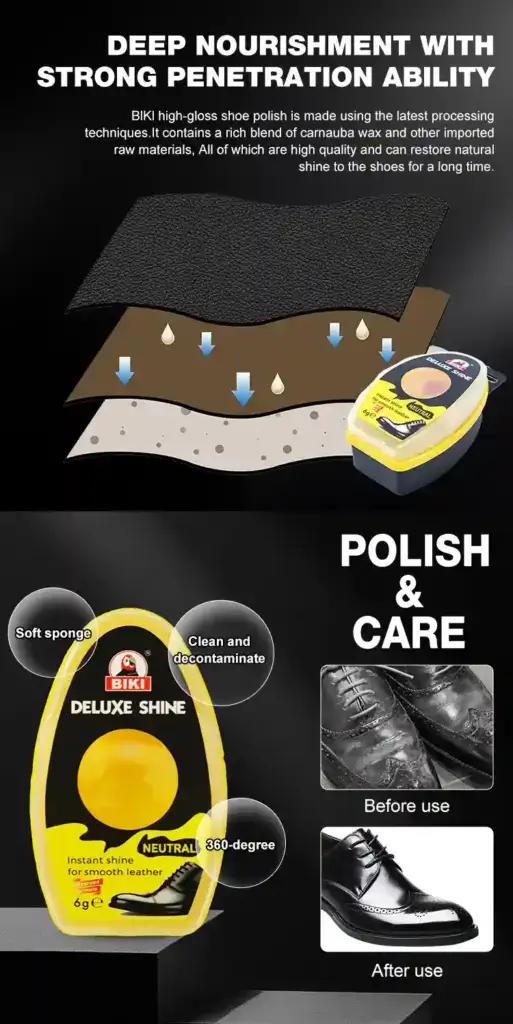 Biki Deluxe Shine Shoe Polish Sponge – Deep Nourishment & Strong Penetration for Leather Shoes
