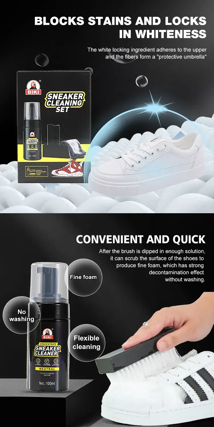 Biki Sneaker Cleaner Blocks Stains and Locks in Whiteness – Convenient, Quick, No-Wash Formula