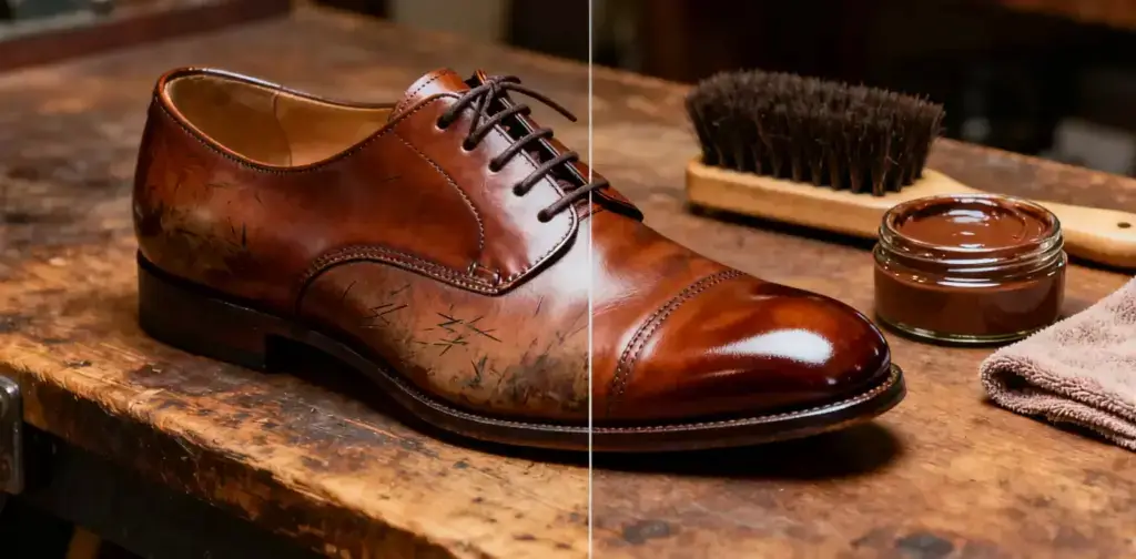 Restore Faded Color and Fix Scuffs on Leather Shoes Using Cream Polish