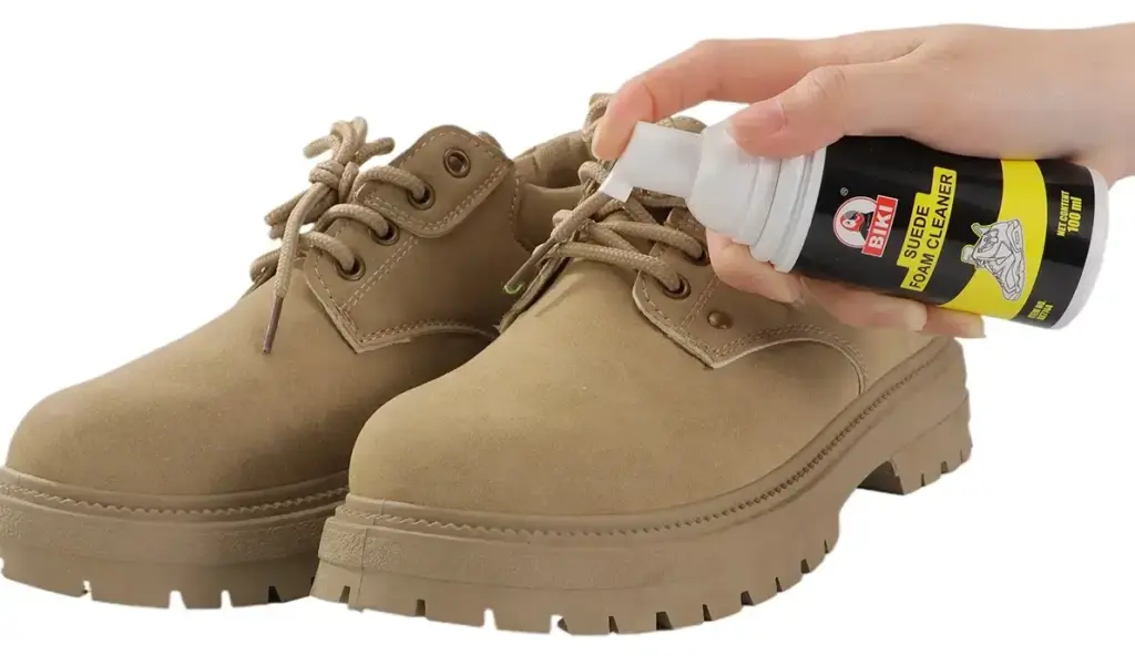 clean suede shoes with biki protection spray