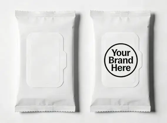 Private label shoe wipes with custom logo printing for brand promotion.