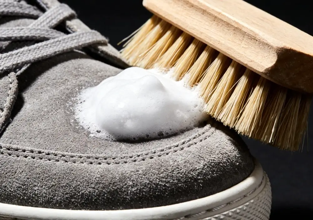 suede restored by a dedicated foam cleaner