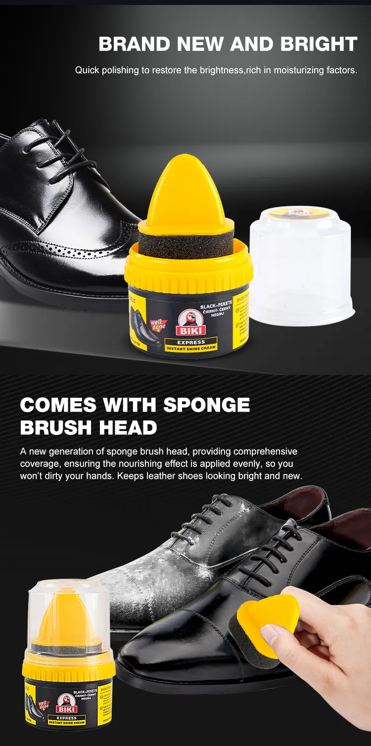 Advanced softening properties of BIKI BK350 cream polish housed in a rigid tub container, designed to hydrate stiff leather and sustain deep elastic care.