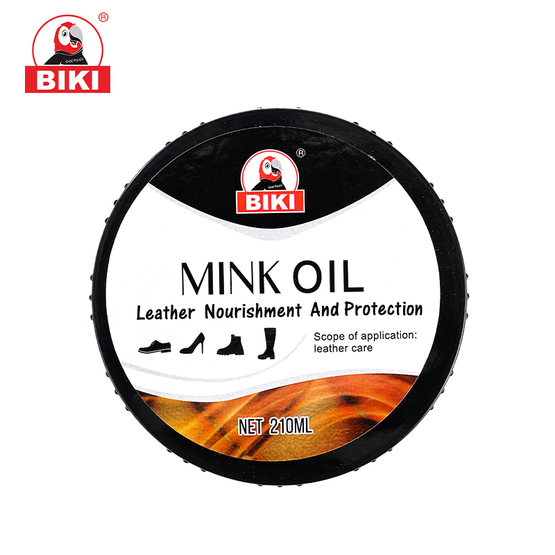 Top view of the 210ml BIKI mink oil leather nourishment and protection product lid.