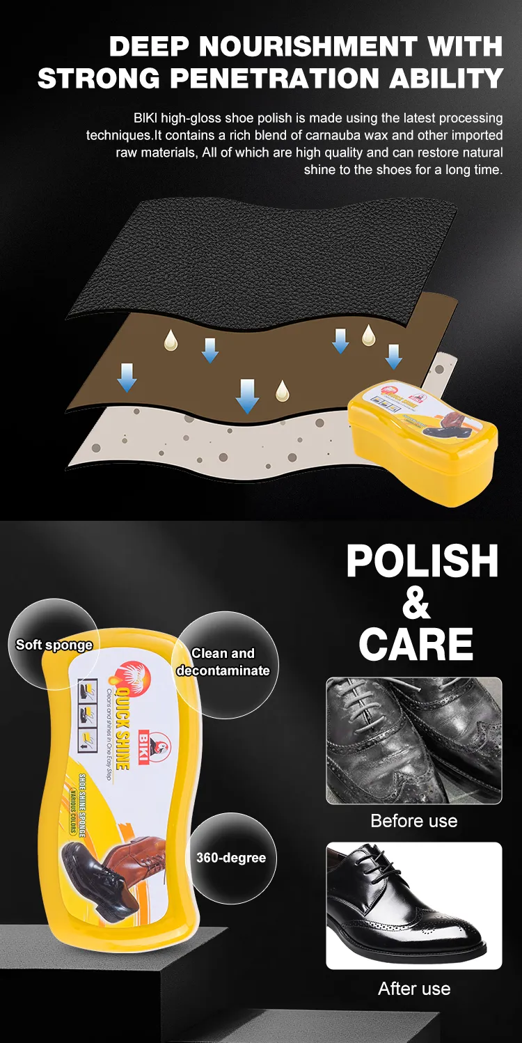 Shoe Shine Sponge BK6660 removes surface dust while leaving a glossy protective layer that helps keep leather looking clean and polished.