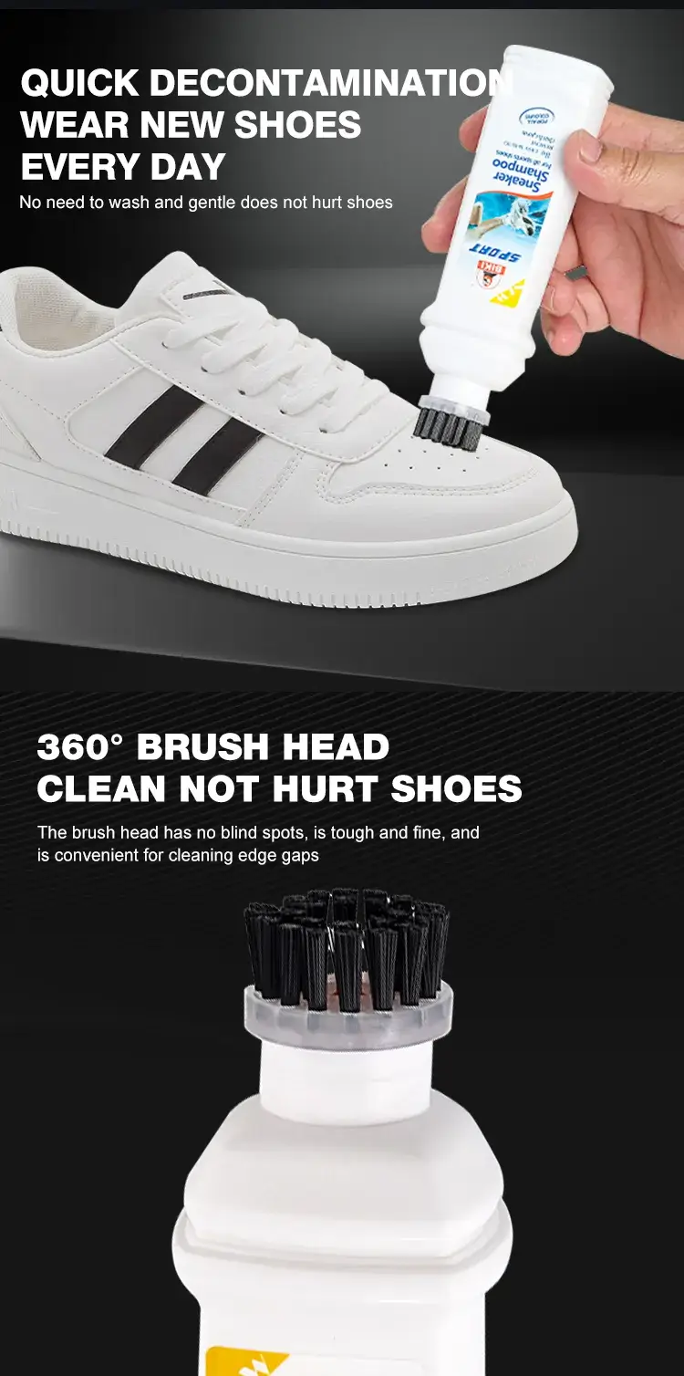 Waterless fast sneaker cleaning with Biki BK7730 built-in brush for 360-degree safe shoe care.